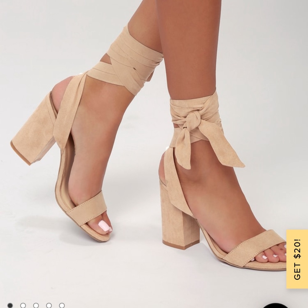 Lulus lace up nude heels size 9